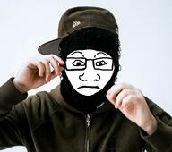 balaclava closed_mouth clothes glasses hat hoodie snapback soyjak variant:markiplier_soyjak yeat // 1400x1238 // 1.3MB
