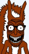 animal glasses open_mouth smile stubble tail teeth trend:squirreljakking variant:rickjak // 794x1469 // 27.6KB