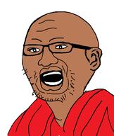 black_skin clothes ear glasses open_mouth soyjak stubble variant:unknown // 808x958 // 28.0KB
