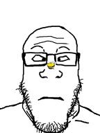 2soyjaks animal antenna bee bug closed_mouth cross_eyed ear fangs glasses looking_at_you multiple_eyes neutral smile soyjak stubble subvariant:impish_bee subvariant:neutralplier teeth variant:impish_soyak_ears variant:markiplier_soyjak wing yellow_skin // 2400x3200 // 919.9KB