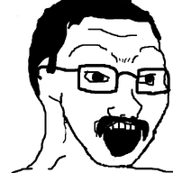 glasses hair mustache open_mouth soyjak variant:soyak // 644x800 // 14.7KB