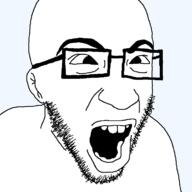 andre_live glasses open_mouth soyjak stubble variant:unknown // 750x750 // 18.7KB