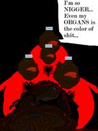 4soyjaks ackbert albanian albert_(nametroon) albert_(user) blood brown_skin closed_mouth crying disgusting fat flag:albania frown gore guts intestines lips nigger organs shitskin stomach stubble text variant:meximutt // 1500x1997 // 392.9KB