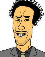 black_hair borat curly_hair dark_hair eyebrows green_tie grin hair looking_at_you mulletjak mustache necktie nose smile smug stubble suit_and_tie tanned_skin teeth variant:mulletjak yellow_skin // 838x1072 // 41.3KB