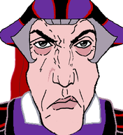 beret claude_frollo collared_shirt disney eyebags grey_hair hunchback_of_notre_dame lips looking_at_you punisher_face ribbon shoulder_pad variant:markiplier_soyjak wrinkles // 599x654 // 85.6KB