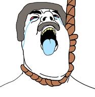 alberto_fernandez bloodshot_eyes crying grey_hair hair hanging mustache open_mouth rope soyjak suicide tongue variant:hydejak yellow_teeth // 778x800 // 78.9KB