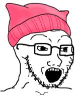 beanie cat_ear clothes ear glasses hat open_mouth pussy_hat soyjak stubble variant:soyak // 647x831 // 234.7KB