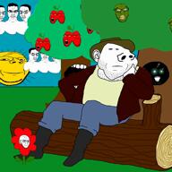 angry apple beard boots clothes cloud confederate flower food fruit full_body glasses grass hat log music oh_im_a_good_ol_rebel open_mouth plant sad serious smile song subvariant:arkansasjak subvariant:wholesome_soyjak sun thougher tree variant:chudjak variant:cobson variant:feraljak variant:gapejak variant:impish_soyak_ears variant:soyak // 1280x1280, 187.8s // 11.0MB