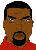 angry beard black_skin closed_mouth clothes ear glasses hair kanye_west oekaki soyjak subvariant:chudjak_front variant:chudjak // 193x270 // 13.2KB