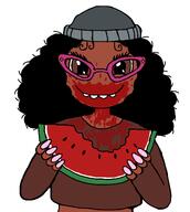 afro brown_skin eating smile subvariant:soyniqua variant:soytan watermelon // 2394x2680 // 108.5KB
