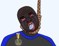ack award black_skin bloodshot_eyes clothes crying grey_shirt hanging jake jartynigger nigger nigger_lips noose red_lips rope rotten_teeth shitskin suicide text tongue trend:jartycuck variant:skajyosjak // 1642x1287 // 51.2KB