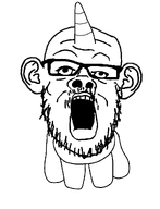 bald ear eyebrows forehead_lines full_body horn leg lips looking_up mustache my_little_pony nose open_mouth paw pony series:fusionjaks stubble subvariant:a24_ears teeth transparent_background unicorn variant:a24_slowburn_soyjak variant:trixiejak // 854x1116 // 22.3KB