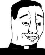 catholic christianity closed_mouth hair priest smile soyjak variant:chudjak // 640x784 // 74.8KB