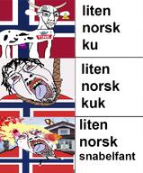 angry animal bloodshot_eyes brown_skin clothes country cow crying dead ear flag flag:norway full_body glasses hair hanging horn irl_background leg mustache norway open_mouth rope shot shotgun soyjak stubble subvariant:feralsquirrel suicide text tongue trend:squirreljakking variant:bernd variant:chudjak variant:feraljak yellow_teeth // 633x762 // 327.0KB