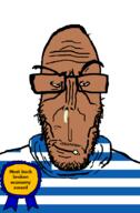 award booger brown_skin country crying depression economy european flag flag:greece glasses greece greekroach greeks hair money mucus mutt pun red_eyes soyjak stubble subvariant:euromutt sweater text variant:markiplier_soyjak // 591x900 // 27.5KB
