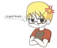 4chan 4cuck anger_mark angry anime clothes cute glasses hair nate pout subvariant:shoyta variant:gapejak vein yellow_hair // 442x376 // 16.5KB