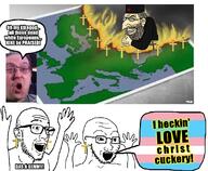 2soyjaks christianity cross earring eric_butts europe fire glasses jewish_nose jews open_mouth orthodox orthodox_church orthodox_cross orthodox_priest stubble transgender_flag variant:esam variant:soyak // 1117x918 // 588.0KB