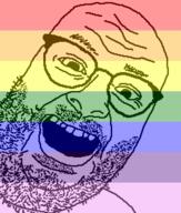 flag glasses lgbt open_mouth soyjak stubble variant:its_out_get_in_here // 500x590 // 12.3KB