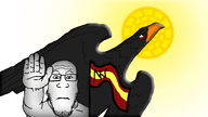 bald bird eagle fascism glasses neutral nucleo_nacional roman_salute soyjak spain stubble third_positionism variant:markiplier_soyjak // 2560x1440 // 994.0KB