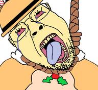 TheAndikaOfficial ack bloodshot_eyes crying dandy's_world dave_and_bambi death glasses hanging looking_up noose white_background yellow_teeth // 760x704 // 264.5KB