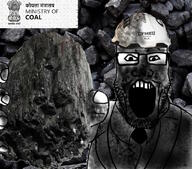 coal coal_background coal_skin glasses india open_mouth soyjak stubble subvariant:phoneplier variant:markiplier_soyjak // 1088x956 // 319.4KB