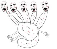 5soyjaks angry arm blood glasses hand monster open_mouth soyjak stubble variant:cobson // 3641x3133 // 799.8KB