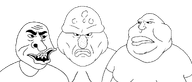 3soyjaks angry big_lips big_nose clothes fat flag frown hair lips looking_at_you mutt_trio_2.0 obese open_mouth series:muttvariants_from_meximutt series:muttverse soyjak teeth template transparent_background tshirt variant:disgusting_trevorcreature variant:meximutt variant:peruvianmutt yellow_sclera // 2129x906 // 37.0KB