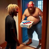angry dominos_pizza fat glasses glowing_eyes gynaecomastia meta:ai_generated nas open_mouth racerneem subvariant:hornyson variant:cobson // 1024x1024 // 1.1MB