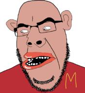 amerimutt brown_skin ear glasses mcdonalds open_mouth soyjak stubble variant:cobson // 775x849 // 127.7KB