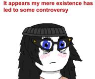 anti_anti_soytan beanie blue_eyes blush closed_mouth clothes female girl glasses hair neutral oh_my_god_she_is_so_attractive text variant:soytan // 1080x902 // 266.8KB