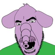 animal cartoon cartoon_network clothes ear elephant mustache open_mouth purple_skin stubble thick_eyebrows trunk turkiye variant:cobson // 1081x1080 // 282.6KB