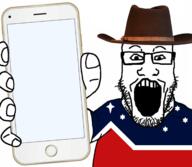 arm canada clothes country flag glasses hand hat holding_object holding_phone iphone open_mouth phone soyjak star star_of_david stubble subvariant:phoneplier subvariant:phoneplier_vertical template tshirt variant:markiplier_soyjak wexit // 2160x1884 // 1.2MB