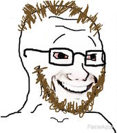 beard bloodshot_eyes coomer faceapp hair red_eyes series:coomers_&_gooners smile smug stubble variant:coomer variant:soyak yellow_hair // 708x800 // 160.9KB