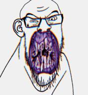 angry animated colorful ear glasses irl soyjak stretched_mouth stubble variant:feraljak you_were_one_i_ker // 593x640 // 12.6MB