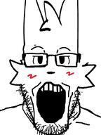 animal bedroom_eyes blush boykisser boykissersilly_cat cat cat_ear ear furry glasses looking_at_you mauzymice open_mouth soyjak stubble teeth variant:markiplier_soyjak // 600x800 // 110.9KB
