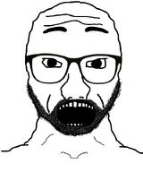 front_facing glasses open_mouth soyjak stubble variant:excited_soyjak variant:soyak // 600x718 // 58.9KB