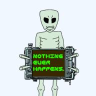 alien chud closed_mouth grey_alien grey_skin holding_object holding_sign nothing_ever_happens space watermark // 2000x2000 // 722.3KB