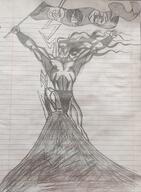 aryan_classic coco_(ongezellig) drawing flag lightning long_hair maya_(ongezellig) muscles mymy ongezellig subvariant:perceptive_chud thunder traditional_media variant:chudjak vril // 2351x3197 // 2.4MB