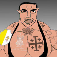 background black_eyes buff catholic catholicism chirho christian_cross christian_identity christianity chud cigarette flag flag:vatican_city glasses hair jerusalem_cross keys latin latin_text logo mge papacy papal pope rosary shield skull skulls soldier_(team_fortress_2) template the_catholic_church variant:chudjak vein white_skin // 1800x1788 // 425.3KB