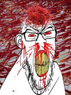 angry blood bloodshot_eyes clenched_teeth cracked_teeth ear glasses herb irl_background mustache nosebleed plant red_eyes saffron soyjak stubble subvariant:feralrage variant:feraljak vein yellow_teeth // 800x1069 // 1.5MB