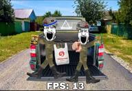 2soyjaks drone glasses hohol kursk_oblast meta:tagme open_mouth pickup_truck russia stubble teeth text ukraine variant:markiplier_soyjak // 1080x741 // 62.9KB
