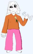 arm barefoot blush closed_mouth failed_mascot flower foot full_body glasses hair hand plant smile subvariant:scholar variant:gapejak variant:soytan wave waving white_hair // 1352x2196 // 86.5KB