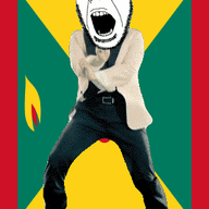 angry animated country dance flag flag:grenada full_body gangnam_style glasses grenada irl nutmeg open_mouth soyjak star stubble variant:cobson // 300x460 // 505.7KB