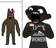 banbaleena beanie black_hair black_shirt black_skin blush brown_shirt clothes cube curly_hair emerald emerald's_goonfuel emerald_(namefag) garten_of_banban glasses green_skin hello_my_name_is_(sticker) long_hair love_letter meta:namefags monkey open_mouth stubble subvariant:soyniqua variant:poo_poo_test variant:soytan white_background // 1263x1072 // 58.2KB