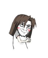 anime azumanga_daioh blush brown_hair closed_mouth glasses hair hiroyuki kuz smile smug soyjak stubble variant:soyak // 483x582 // 84.4KB