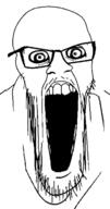 angry glasses mustache open_mouth soyjak stretched_mouth stubble variant:feraljak // 680x1297 // 283.2KB