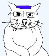 animal cat closed_mouth glasses jewish_hat jewish_nose series:kikejaks stubble transparent_background variant:catjak_(alternate) whisker white_skin // 597x680 // 14.3KB