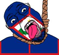 ack country flag flag:sint_eustatius glasses hair hanging netherlands open_mouth rope sint_eustatius soyjak star_(symbol) stubble suicide teeth tongue variant:bernd yellow_teeth // 768x719 // 53.9KB