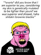 Astrofene_(namefag) blond blue_eyes pig pink_skin variant:feraljak white_supremacist // 768x1024 // 111.6KB