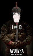 blood camouflage closed_mouth combat_helmet dead flag:ukraine glasses glove its_over meta:tagme patch russo_ukrainian_war stab stubble sword tear text variant:markiplier_soyjak // 686x1154 // 219.1KB